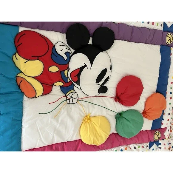 Disney Babies Mickey Mouse Balloons primary colors  Crib Sized Blanket Comforter - Picture 16 of 16